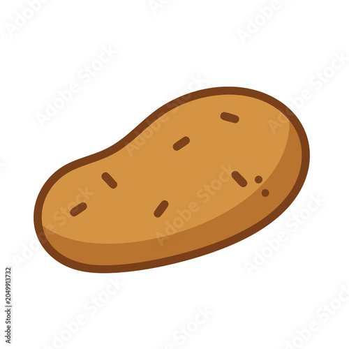 A simple cartoon vector illustration of a raw potato isolated on white background.