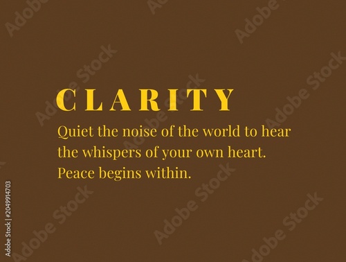 Photography Elegant Clarity Minimalist Word Poster with Inner Peace Quote on Brown Backgroun
