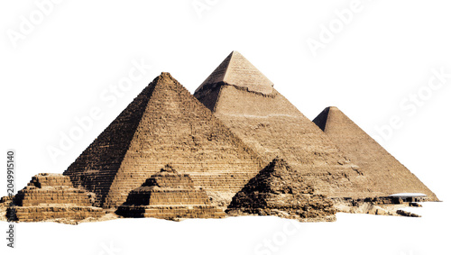 Fotografia Ancient Egyptian pyramids complex with stone blocks, isolated on transparent bac