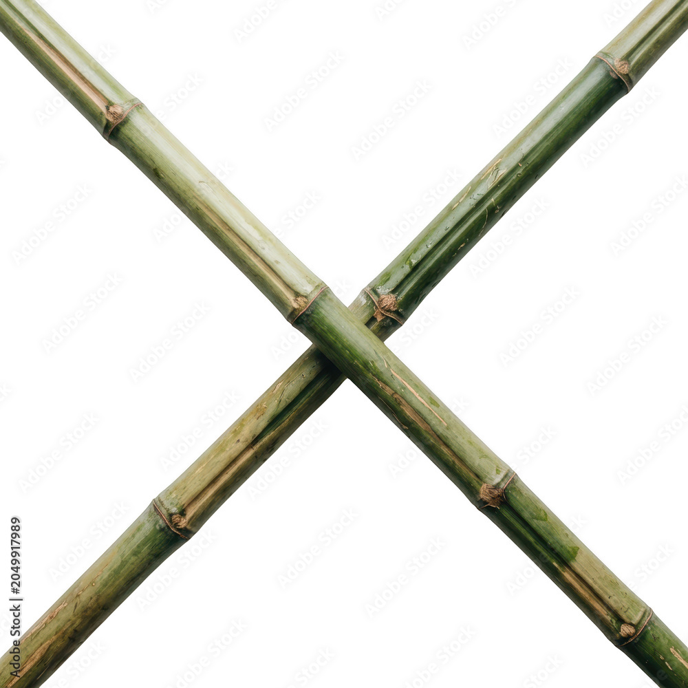 Fototapeta premium Two crossed bamboo stalks isolated on transparent background