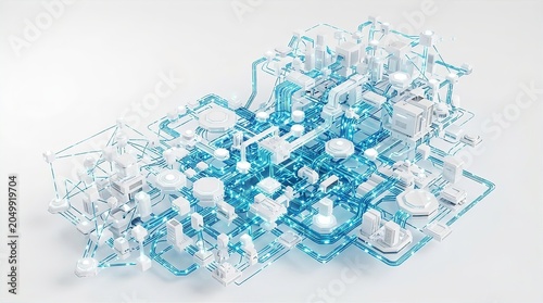Digital AI Network Infrastructure with Glowing Data Connections for Smart Technology and Cloud Computing