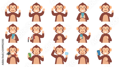 Foto Monkey with various hand gestures.