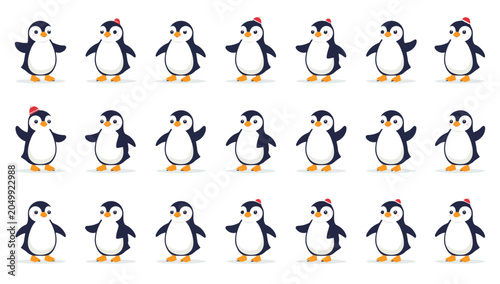 Photos Cartoon penguins in various poses.