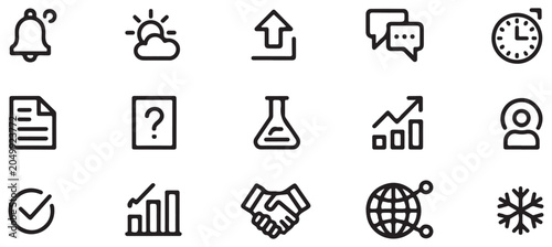 Cuadro en lienzo Modern line icons for web navigation featuring functional symbols for interface and mobile apps