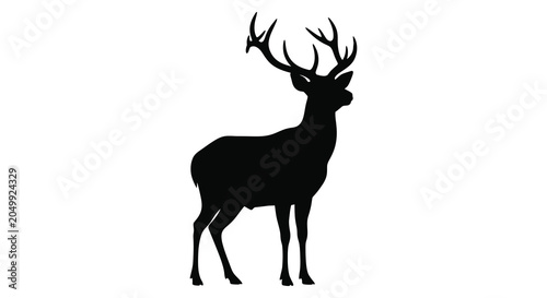 Konstfotografi Standing stag with antlers black silhouette deer