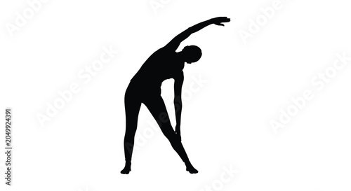 Bilde på lerret Person stretching side bend pose black silhouette