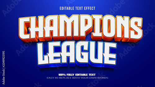 Billede på lærred champions league editable text effect editable text effect 3d premium vector