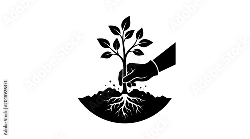 Foto Hand Planting Sapling Vector Illustration