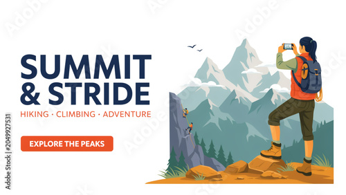 Foto Pixel art hiker standing on a mountain peak drinking water with summit and strid