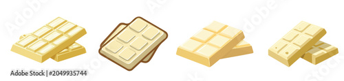 Collection of Realistic white chocolate treat illustrations set, Clean vector set ideal for packaging, label, and product design, Vector illustration of vector design, A Realistic simple illustration