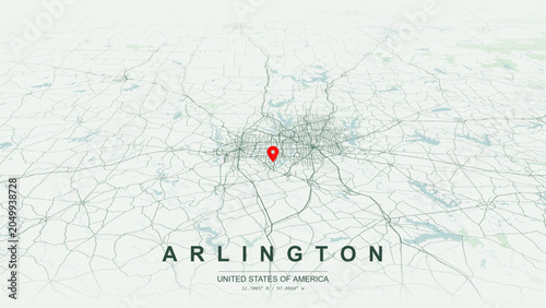 Cuadro en lienzo Modern minimalist vector map of Arlington, Texas, USA