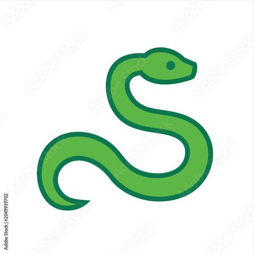 Minimalist green snake logo shaped like letter S.
