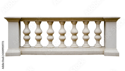 Foto Stone balustrade with decorative balusters and square posts, isolated on transpa