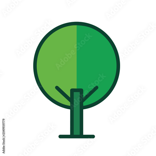 Minimalist vector illustration of a stylized green tree icon.