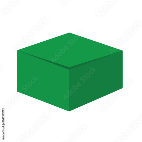 A Simple Green Cube Isolated on a White Background.