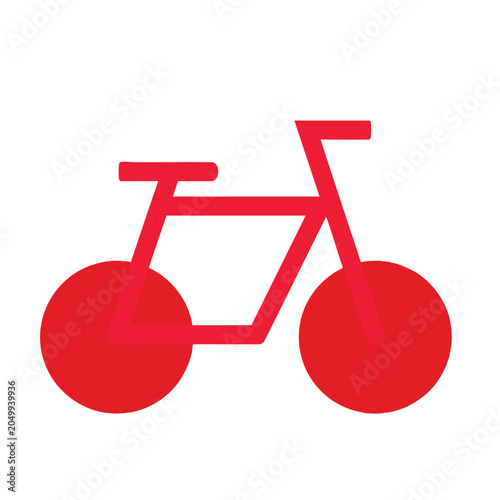 Minimalist Red Bicycle Icon Graphic Illustration.