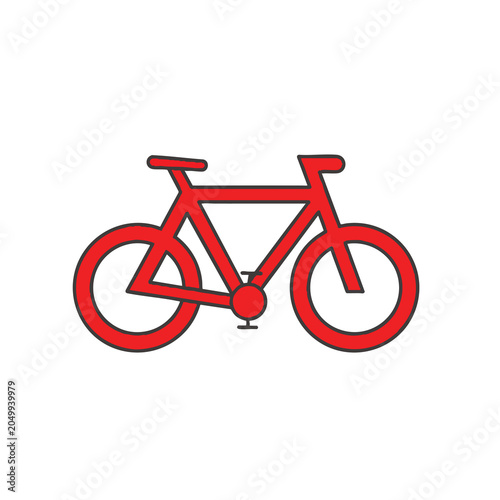 Red bicycle icon isolated on white background.