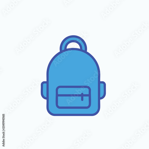 Minimalist Blue Backpack Icon Design Illustration.