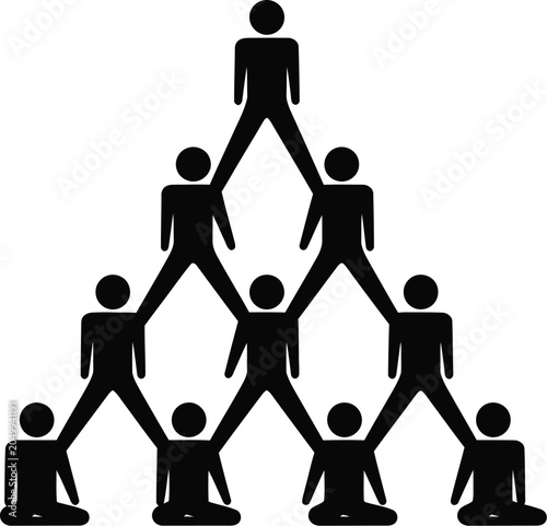 Teamwork, partnership, collaboration, business concept, human pyramid, support, unity, teamwork icon