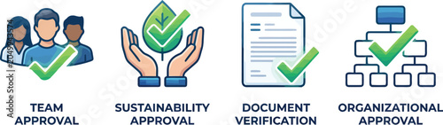 Workflow approval process icons set