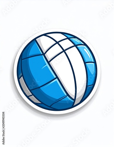A blue and white volleyball icon with a white border