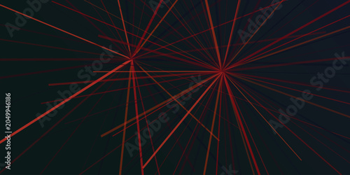 Foto Abstract background with red laser beams radiating from two focal points on a da