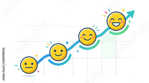 A graph showing emojis with increasing happiness