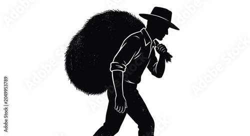 Canvastavla Silhouettes of vulture and crow with black horse silhouette illustration and sha