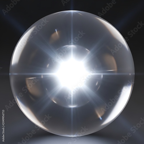 Crystal ball with shining light inside.