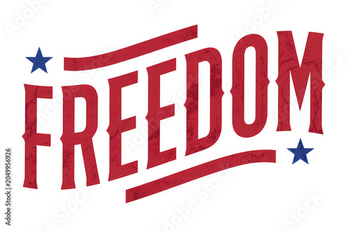Freedom red blue grunge isolated on transparent background