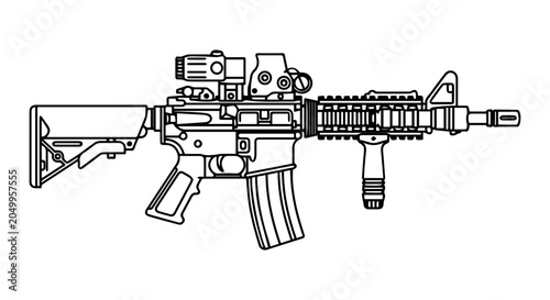 Foto 1 Rifle silhouette icon, assault rifle, solid black style, military weapons