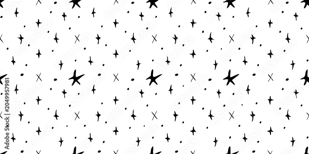 Obraz premium Star doodle pattern on a white background seamless repeating design