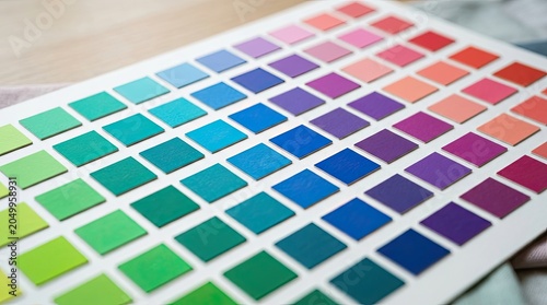Color Palette Swatch Sheet with Rainbow Gradient of Squares.