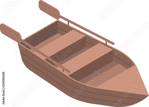 Wooden rowboat with attached oars, ideal for water recreation and travel