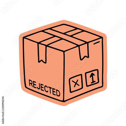 Rejected Package Return Shipment Sticker Doodle Illustration
