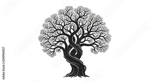 Canvastavla Elegant black and white tree of life symbol