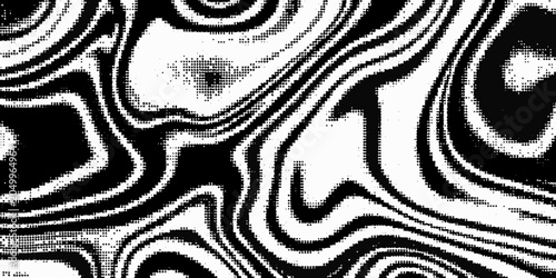 Black and white swirling lines a halftone wave pattern