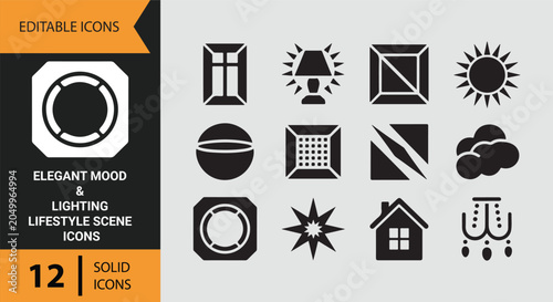 Foto Elegant mood lighting lifestyle scene atmospheric icons solid set creative brand