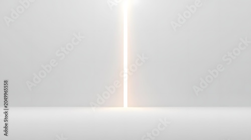 Vertical Light Beam with Soft Glow Edges in Minimalist White Studio Setting