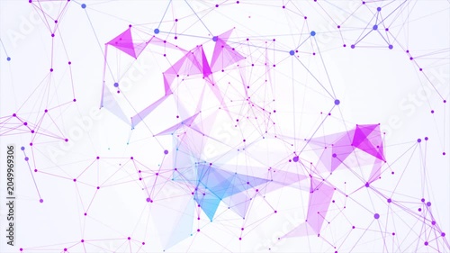 Futuristic Abstract Plexus Network Background with Pink and Blue Glowing Nodes Geometric Connections Digital Data Technology and Artificial Intelligence Concept Loop Ultra HD 4k