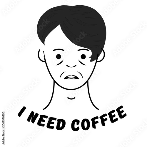 Vector Text Illustration of I Need Coffee.