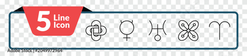 Foto outline zodiac icons set - hypocrisy, mercury, affluence, aries