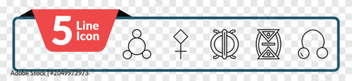 Foto outline zodiac icons set - silver, sulphur, time changes, coagulation