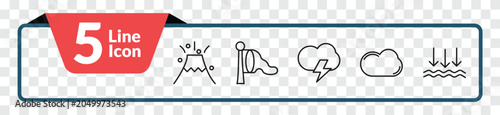 Fotografía outline weather icons set - eruption, windsock, cumulus, atmospheric pressure