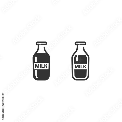 vector flat design illustration of glass milk bottle