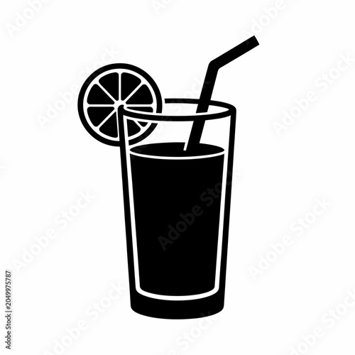 Refreshing Citrus Drink with Straw and Slice in Glass