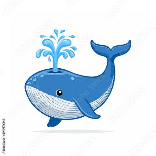 Cute blue whale spraying water