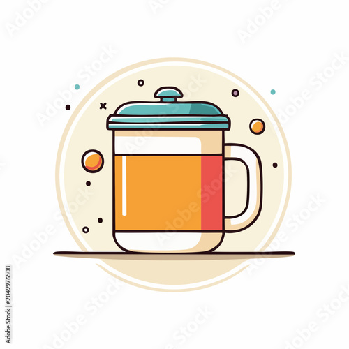 Stylized Illustration of a Coffee Mug with Lid