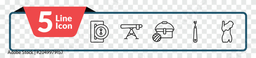 Foto outline sew icons set - buttonhole, ironing board, ripper, styling