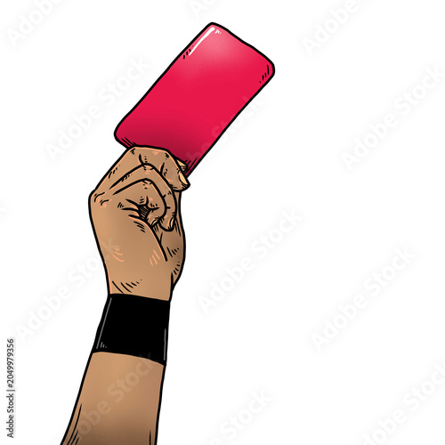 Foto Referee hand holding a red card